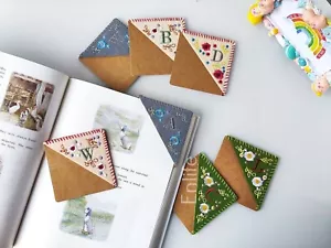 NEW Creative Personalized Hand Embroidered Corner Bookmark School Office - Bild 1 von 72