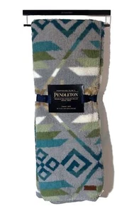 Pendleton Aztec Sherpa Fleece Soft Blanket Throw Southwest Gray Teal Blue 50x70 - Picture 1 of 4