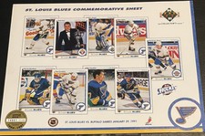 1990-91 St Louis Blues Upper Deck Commemorative Hockey Full Sheet Brett Hull
