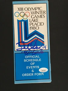 JACK O'CALLAHAN AUTO'D 1980 WINTER GAMES SCHEDULE OF EVENTS W/ 80 GOLD INSCR JSA - Picture 1 of 4