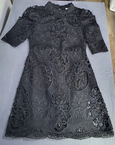 gb Girls Embroidered Lace Mini Dress Black Whimsigoth Grunge Halloween SZ 12 - Picture 1 of 11