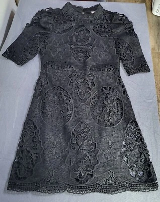 gb Girls Embroidered Lace Mini Dress Black Whimsigoth Grunge Halloween SZ 12 - Image 1 of 4