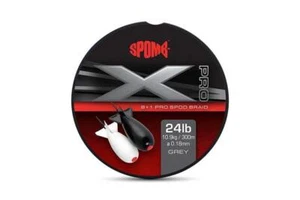 Spomb X Pro Tresse Gris 8+1 0.18mm 10.9kg / Carpe Pêche Tressé Ligne - Photo 1/5