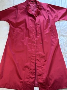 VTG 90s Red Rain Trench Coat Small Water Repellent Windbreaker Sportwear Retro - Picture 1 of 11