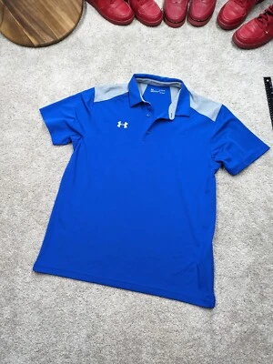 Camisa Polo Under Armour Para Hombres XL Azul Elastizada Elástica Spandex Suelta Heatgear Foto 1 de 4