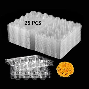 25 Pack Clear Plastic Quail Egg Cartons Empty Eggs Tray for Refrigerator - Picture 1 of 2