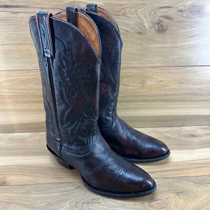 Nocona Mens Boots Size 8 EE Dark Burgundy Leather Western Cowboy Roper Boots - Picture 1 of 12