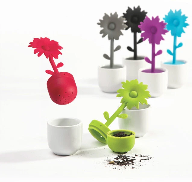 Tea Egg Flower Pot Sieve Ceramics White Silicone Tellzubereiter Filter Strainer - Image 1 of 1