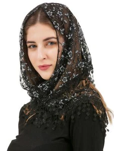 Triangle Lace Veil Mantilla Cathedral Head Covering Chapel Veil - Picture 1 of 4