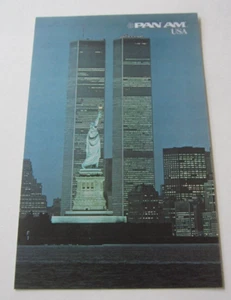 Antiguo Vintage - PAN AM AIRLINES - Postal - Torres Gemelas - Ciudad de Nueva York - Imagen 1 de 2