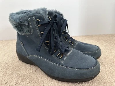 Sporto Women's Erica Ankle Booties Sz. 8.5M Blue Suede Faux Fur Comfort Walking - Image 1 of 4