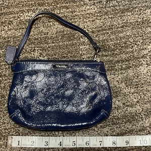 Coach Handgelenktasche Clutch Handtasche dunkelblau Ösen Logo RAR neu ohne Etikett - Bild 1 von 4