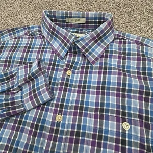 Camicia Orvis Uomo Taglia - Xl Viola Blu a Quadri Manica Lunga con Bottoni - Foto 1 di 7