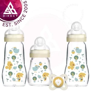MAM Glass Baby Bottles & Soother Starter Set│Anti-Colic│Soother & 3 Baby Bottles - Picture 1 of 2