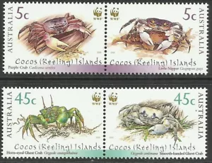 Cocos Keeling Islands 2000 Endangered Ghost Crabs set with WWF Panda Logo MNH - Picture 1 of 1