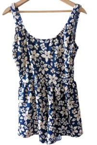 Vintage Pacific Connections One Piece Romper Floral Fits 14 16 Large Blue Beige - Picture 1 of 6
