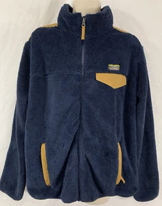 Nuovo ~ L.L. Giacca Bean Hi-Pile Pile Navy/Sella Full Zip Uomo XL Reg Nuova con etichette - Foto 1 di 16