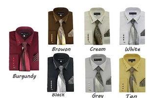 Camisa de vestir para hombre Milano con corbata y pañuelo a juego 35 - Imagen 1 de 15
