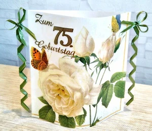 Tischdekoration zum 75 Geburtstag aus Servietten Windlicht Tischlicht Deko Zahl - Bild 1 von 3