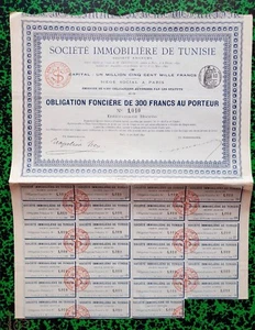 Tunisie Epoque Coloniale - Siège à Paris - Rare Ste Immobilière du 20/04/1892 - Picture 1 of 1