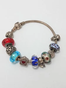 PANDORA Bettelarmband Silber! Beladen mit wunderschönen und besonderen Perlen - Bild 1 von 13