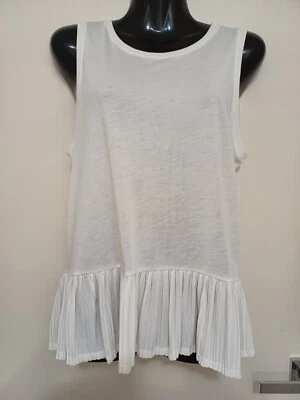 SIZE M WOMENS WHITE SLEEVELESS FRILLED HEM FRENCH CONNECTION  TOP - image 1 of 2