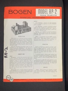 Bogen RP-2 Owners Service Manual Preamplifier Original - Picture 1 of 3