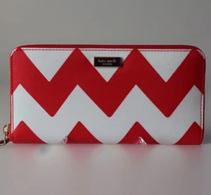 Kate Spade New York Neda South of the Border Maraschino Zip Around Wallet Red Wh - Picture 1 of 7