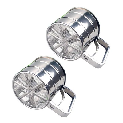  2pcs farina setaccio a maglie setaccio per farina setaccio a rete in acciaio - Immagine 1 di 4