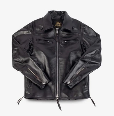 IHJ-54-BLK 铁心日本马皮夹克(茶核染色)尺寸 XXL 44 — 第 1/4 张图片