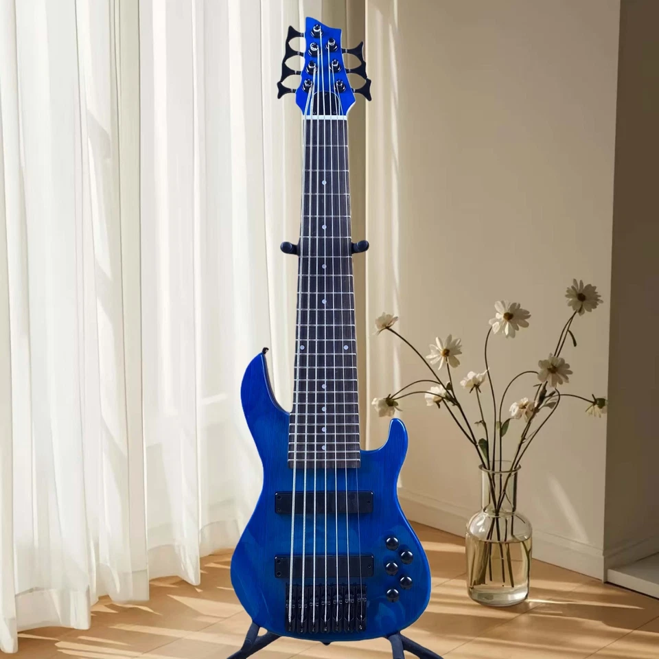 Bajo Eléctrico de 7 Cuerdas Cuerpo de Ceniza Cuello de Arce Bajo Azul Transparente Foto 1 de 4