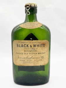 ANTIQUE BUCHANAN'S BLACK & WHITE WHISKY BOTTLE GLASGOW & LONDON SCOTCH EMPTY - Picture 1 of 11