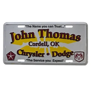 Cordell Oklahoma John Thomas Chrysler Dodge Händler Nummernschild Blechschild - Bild 1 von 11