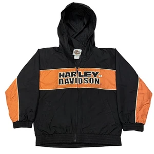 Giacca Harley Davidson vintage nera arancione giovane taglia 7 moto corsa - Foto 1 di 11