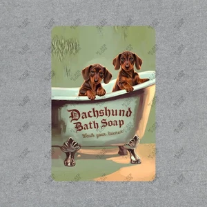 Dachshund Bath Soap Sign Cute Vintage Dog Decor for Dog Lovers, Pet #180 - Picture 1 of 1