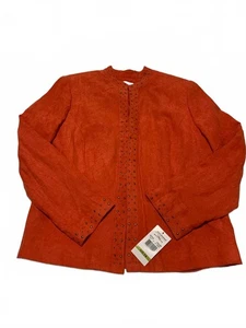 Giacca pelle scamosciata Alfred Dunner Collection donna taglia 14 arancione paprika - Foto 1 di 14