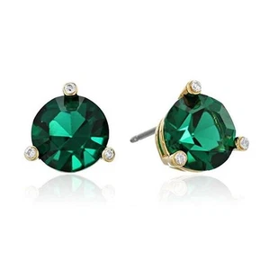 NWT Kate Spade Rise Shine Stud Earrings Green Gold Plated - Picture 1 of 6
