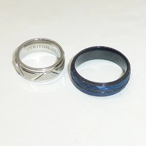 2 Tungsten carbide rings King Will Triton 13 7.5 jewelry lot - Picture 1 of 3