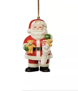 Neu im Karton Lenox 2023 jährlicher Weihnachtsmann und Strumpf Ornament kostenloser Versand - Bild 1 von 3