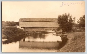 Postcard RPPC - 1905 Unidentified Covered Bridge - Picture 1 of 2