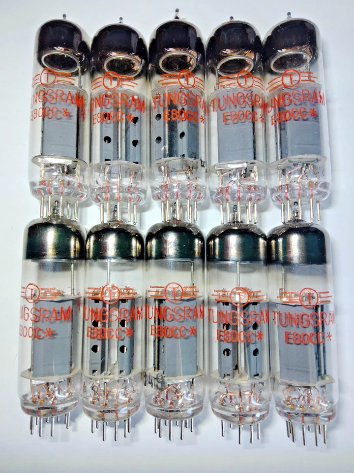 10 ШТ. Маленькие Использованные Лампы Tungsram E80CC, Красный Номер, O-GETTER ТОТ ЖЕ КОД - Изображение 1 из 4