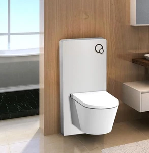 Glas Sanitärmodul für Wand-WC Vorwandelement Spülkasten  inkl. Betätigungsplatte - Bild 1 von 5