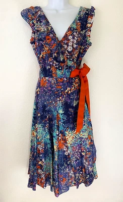 Vestido envolvente artístico Ted Baker para mujer talla 2 EE. UU. 6 cinta corbata floral prado cottagecore Foto 1 de 4