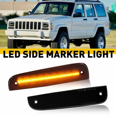 Lámpara de luces de señalización laterales LED delanteras ámbar humo para Jeep Cherokee 1997-2001 AUXITO Foto 1 de 4
