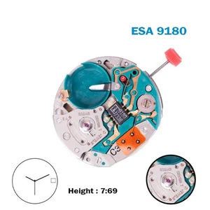 ESA 9180 Swiss Movement-3 Hands-White Date Disk At 3 (CR 05)-7 Jewels-H:7.69mm. - Picture 1 of 4