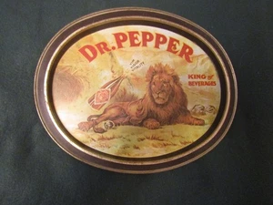 Vintage 1979 Advertising Dr. Pepper King of Beverages Lion Oval Tin Serving Tray - Picture 1 of 6