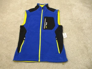 Neu mit Etikett RLX Ralph Lauren Fleeceweste Herren klein blau gelb durchgehender Reißverschluss - Bild 1 von 11