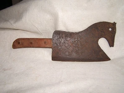 antique primitive folk art horse head meat cleaver early 19th century 1800s old - Image 1 of 4