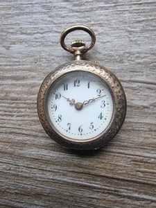 Taschenuhr Antik Remontoir Cylindre 10 Rubis Gold 585 Damen Taschenuhr, 14 Karat - Bild 1 von 8