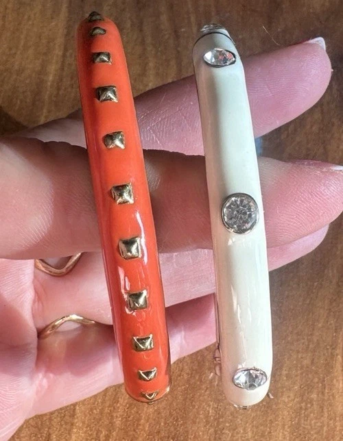 Brazalete Brazalete Esmalte Bisagras Lote de 2 Colores Naranja��blanco/crema Oklahoma State Foto 1 de 4